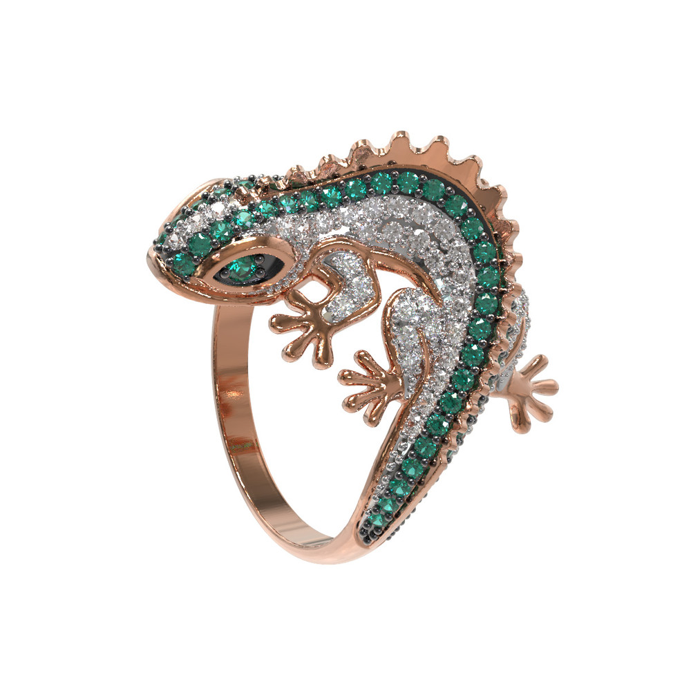 Кольцо из красного золота 585 пробы c фианитом