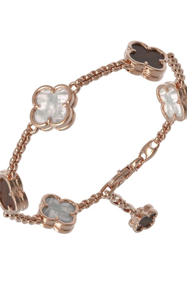 Браслет из золота c тигровым глазом и перламутром