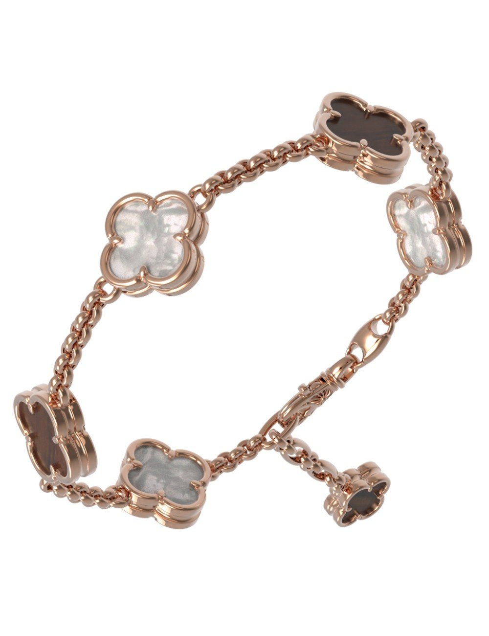 Браслет из золота c тигровым глазом и перламутром