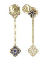 Серьги из лимонного золота c бриллиантами, лазуритом и перламутром