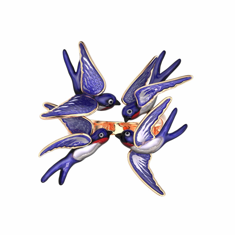 Кольцо из красного золота 585 пробы c эмалью