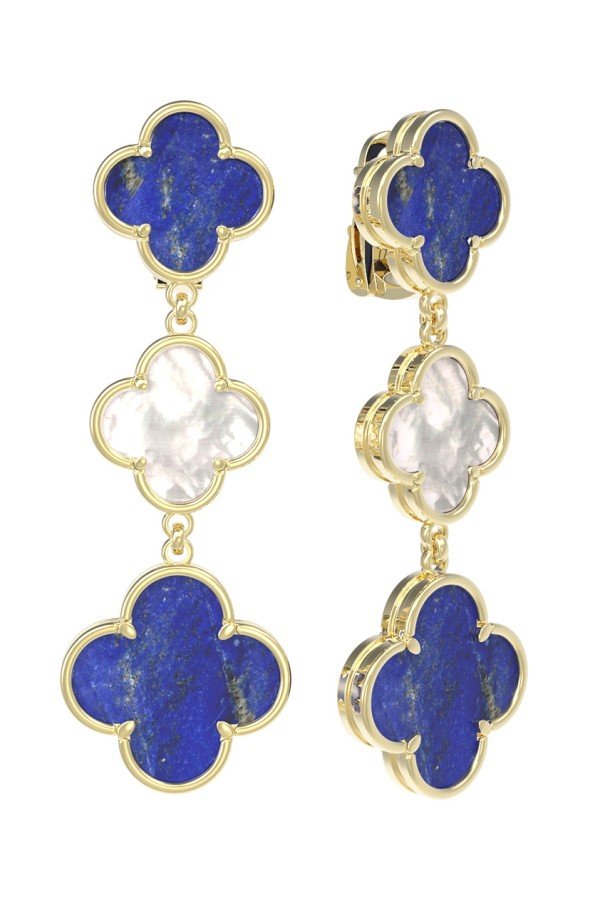 Серьги из лимонного золота c лазуритом и перламутром