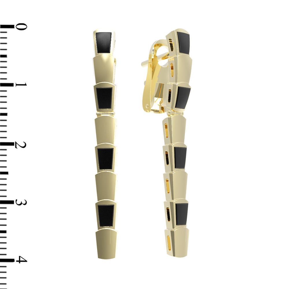 Серьги из лимонного золота 585 пробы c ониксом