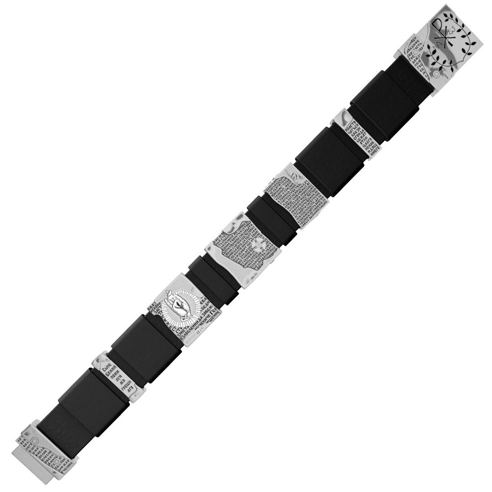 Браслет из белого золота 585 пробы c кожаным шнурком