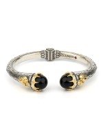 Браслет из серебра и золота c бриллиантами, ониксом и рубином