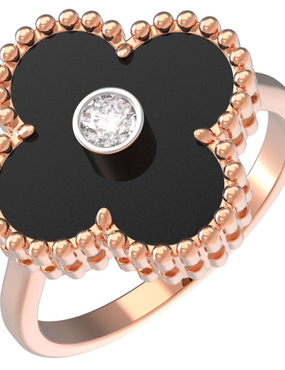 Кольцо из золота c бриллиантами и ониксом