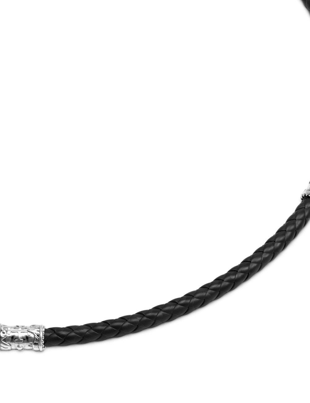 Гайтан из белого золота c кожаным шнурком