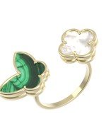 Кольцо из лимонного золота c малахитом и перламутром
