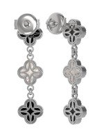 Серьги из белого золота c бриллиантами, ониксом и перламутром