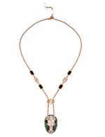 Колье из золота c бриллиантами, рубином, ониксом, малахитом и перламутром