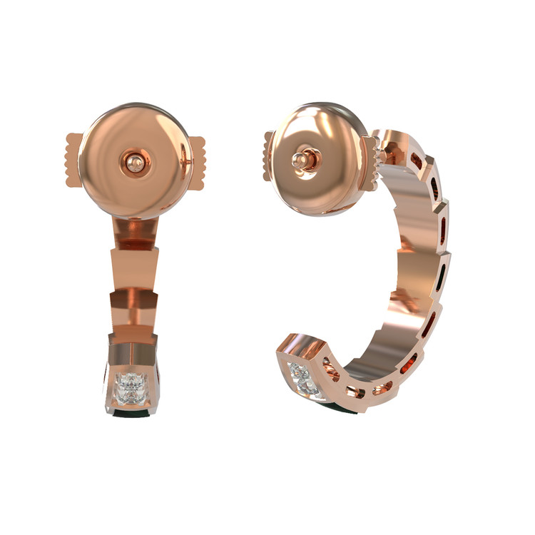 Серьги из красного золота 585 пробы c бриллиантами и ониксом