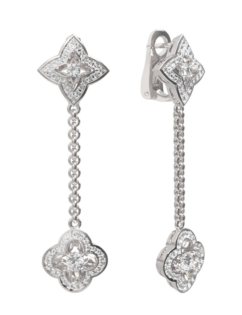 Серьги из белого золота c бриллиантами