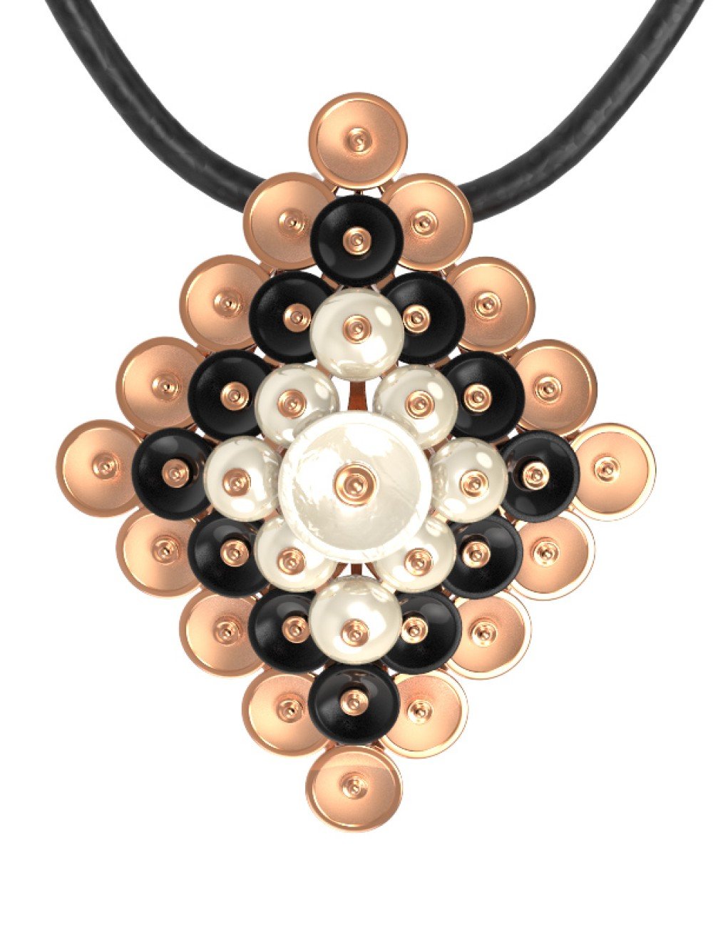 Подвеска из золота c ониксом и перламутром