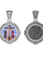 Образок из белого золота c эмалью, иконописью и темперой
