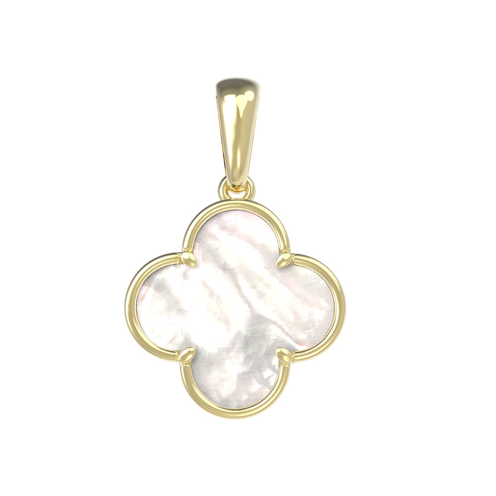 Подвеска из лимонного золота 585 пробы c перламутром