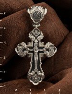 Крест из белого золота c эбеновым деревом
