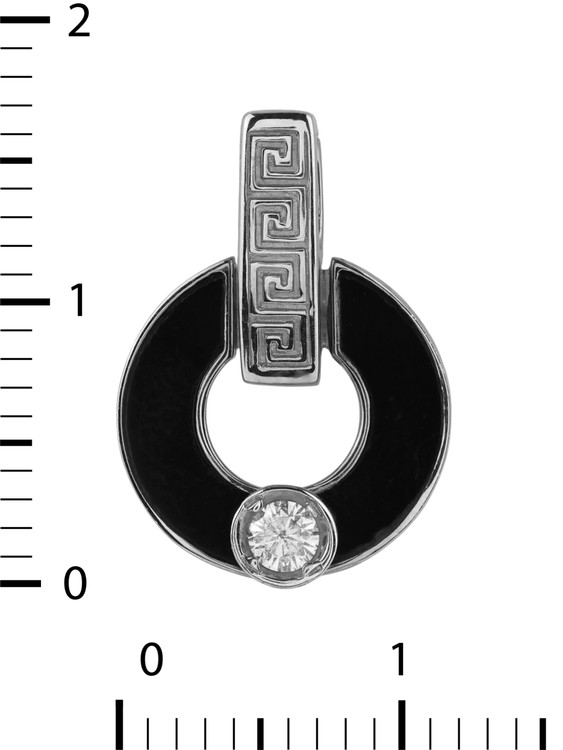 Подвеска из белого золота 585 пробы c бриллиантами и ониксом