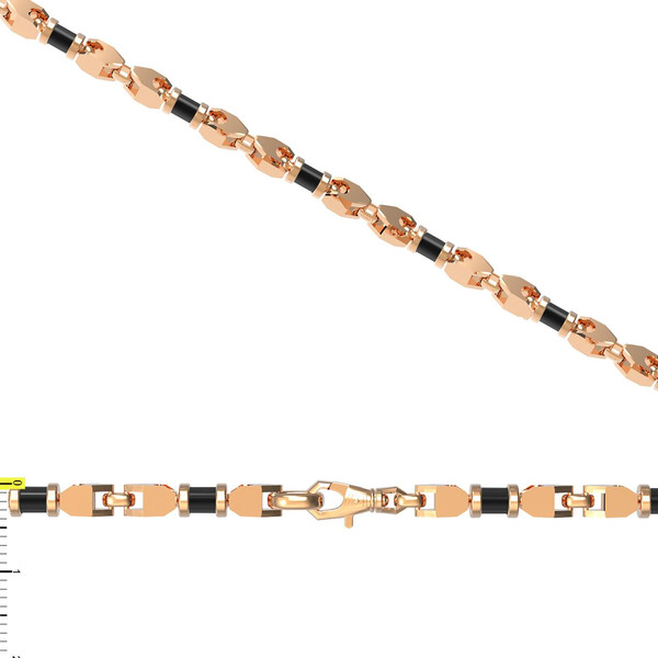 Цепь из красного золота 585 пробы c ониксом