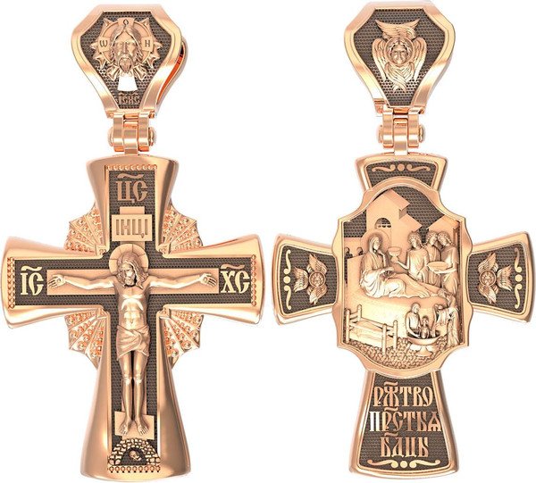 Крест из красного золота 585 пробы