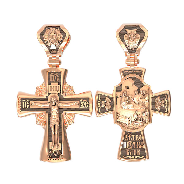 Крест из красного золота 585 пробы