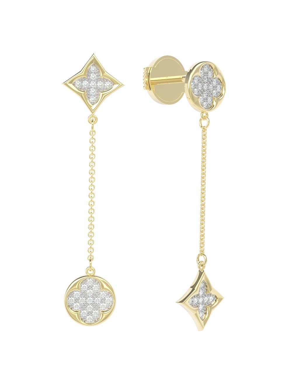 Серьги из лимонного золота c бриллиантами