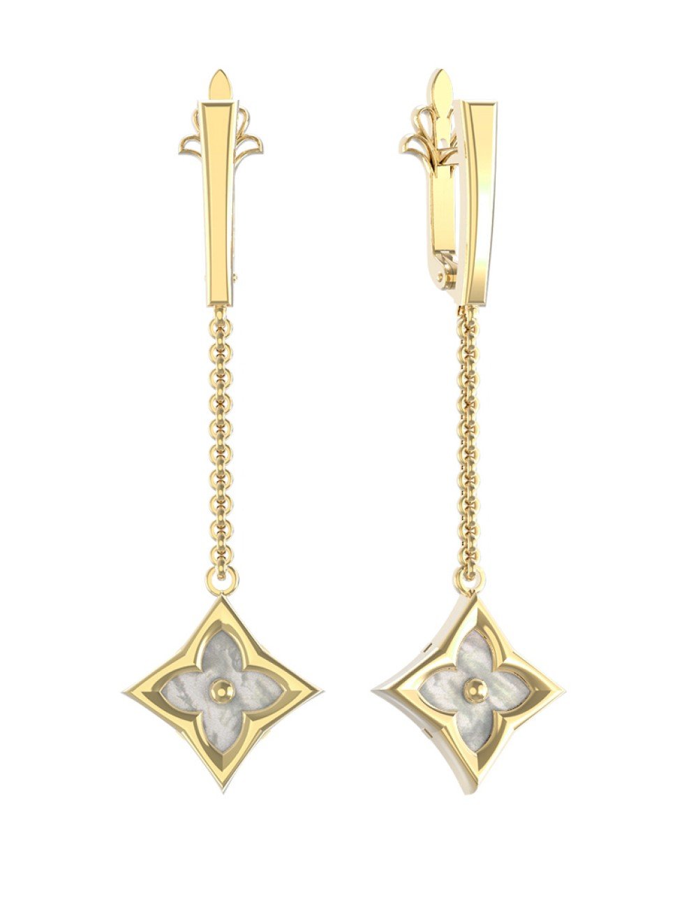 Серьги из лимонного золота c перламутром