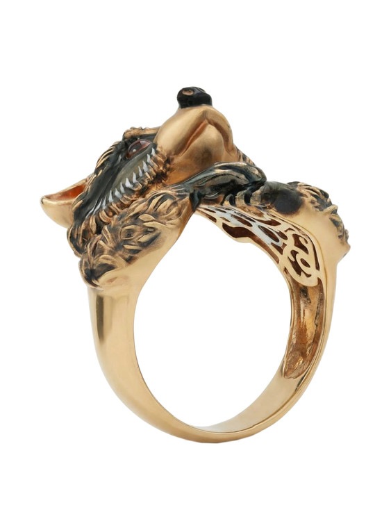 Кольцо из красного золота 585 пробы c эмалью