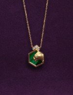 Колье из лимонного золота c бриллиантами и малахитом