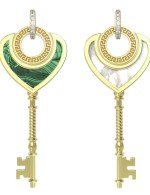 Подвеска из лимонного золота c фианитом, малахитом и перламутром