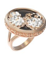 Кольцо из золота c ониксом и перламутром