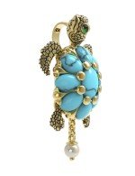 Подвеска из лимонного золота c эмалью, жемчугом и бирюзой