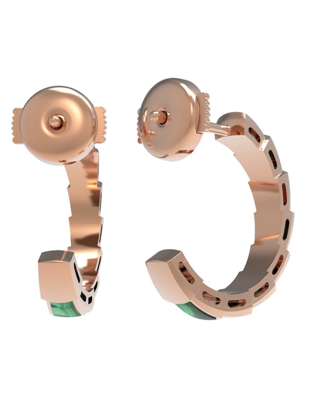 Серьги из золота c малахитом