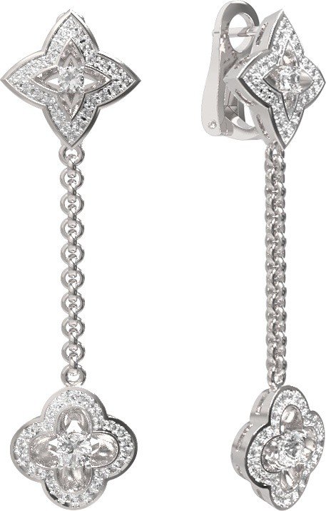 Серьги из белого золота c бриллиантами