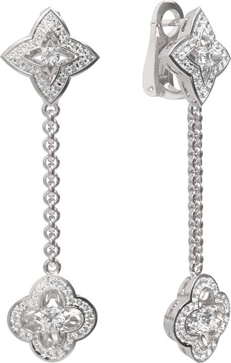 Серьги из белого золота 585 пробы c бриллиантами