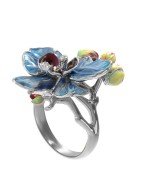 Кольцо из белого золота c эмалью