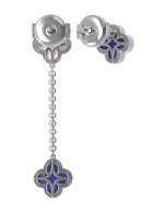 Серьги из белого золота c бриллиантами, лазуритом и перламутром