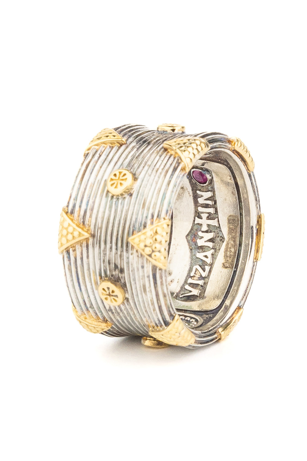 Кольцо из серебра 925 пробы и золота 750 пробы c рубином