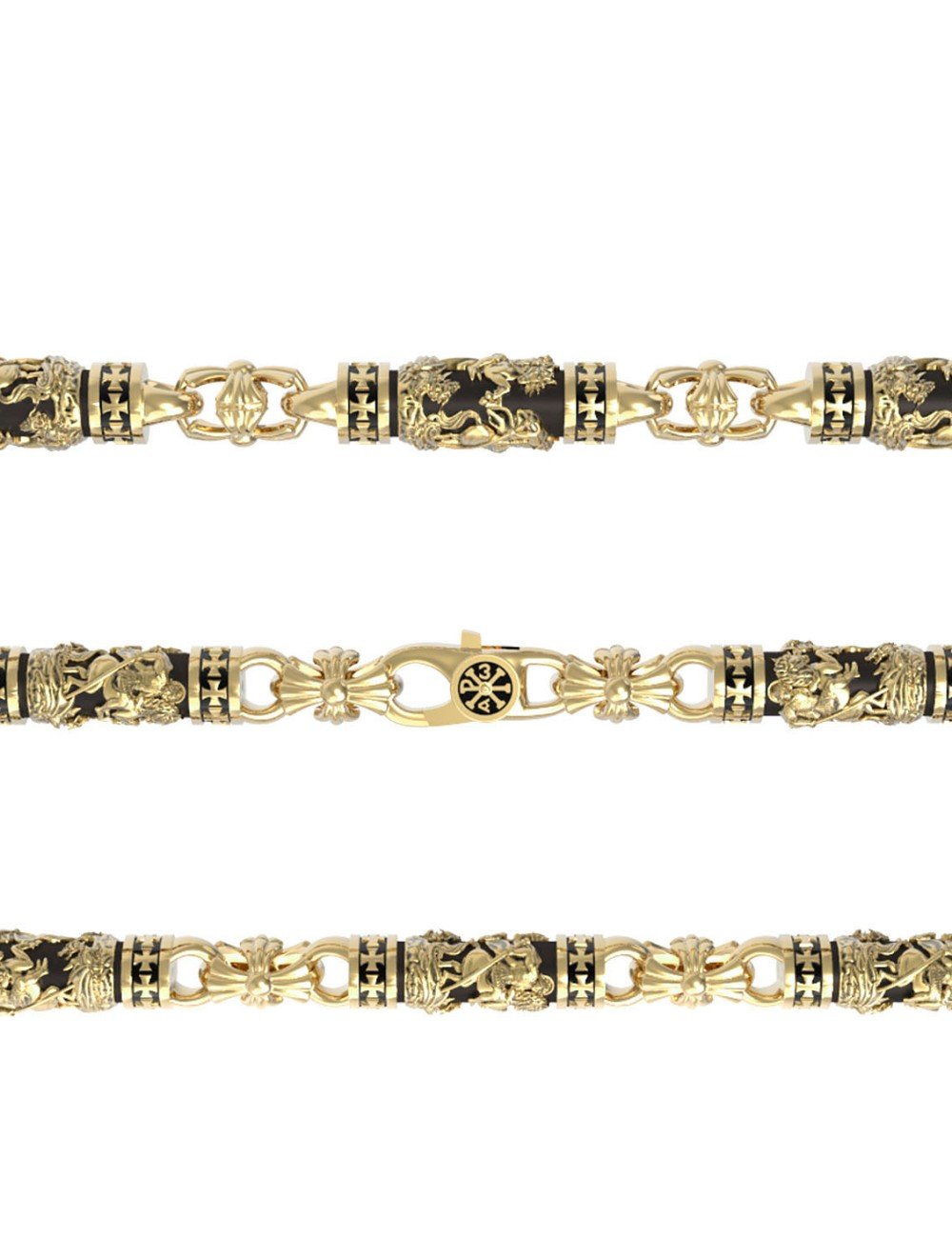 Цепь из лимонного золота c эбеновым деревом