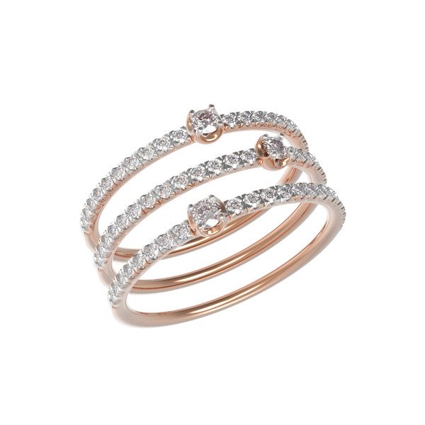 Кольцо из красного золота 585 пробы c бриллиантами