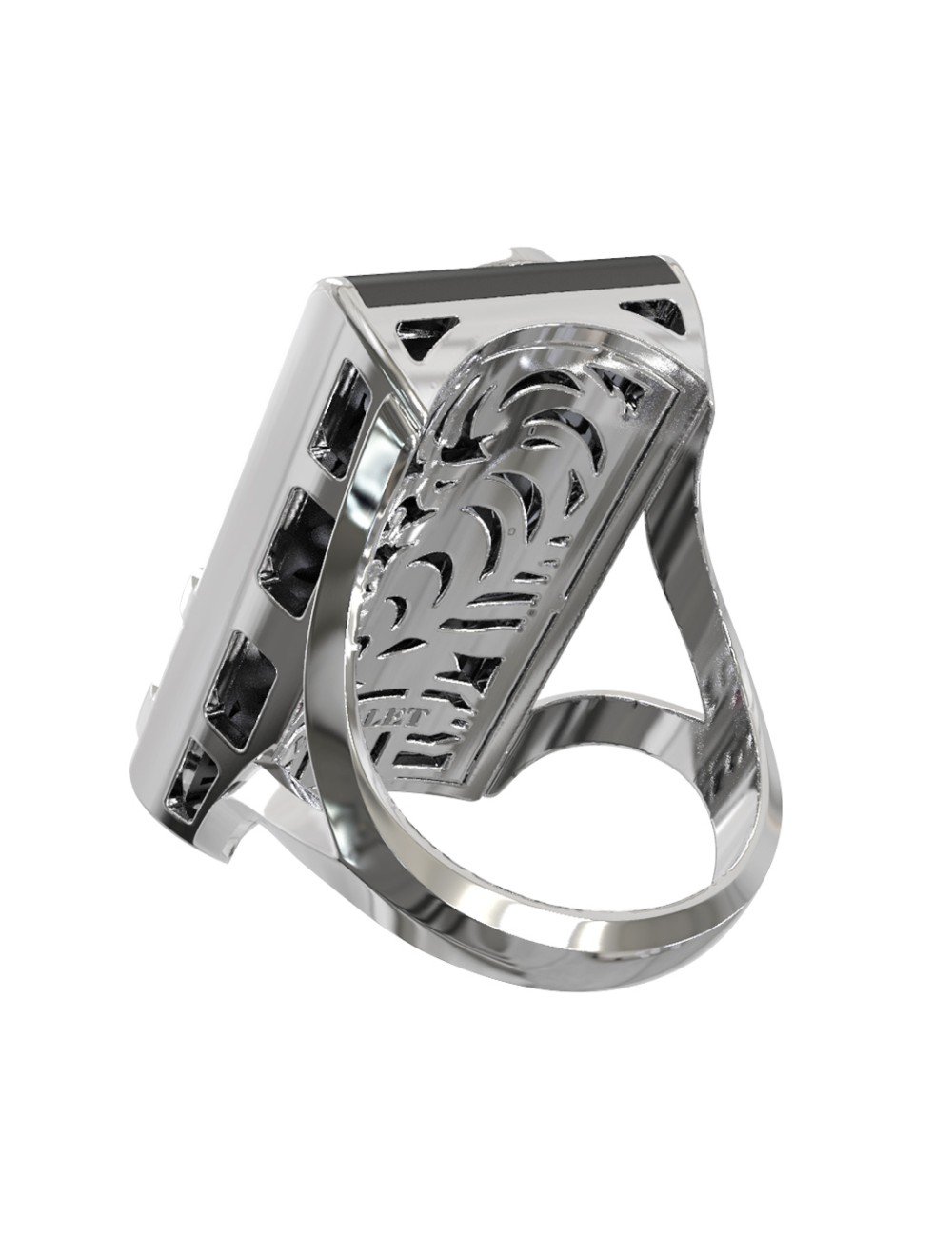 Кольцо из белого золота c бриллиантами и ониксом