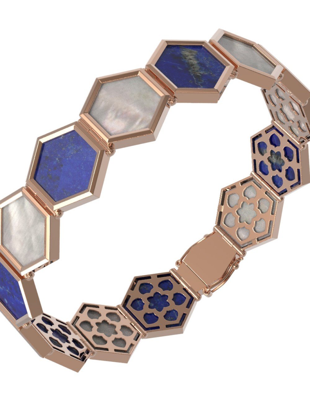 Браслет из золота c лазуритом и перламутром