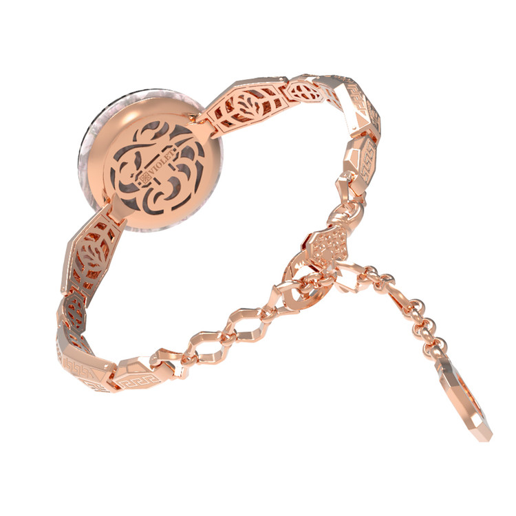 Браслет из красного золота 585 пробы c эмалью и перламутром