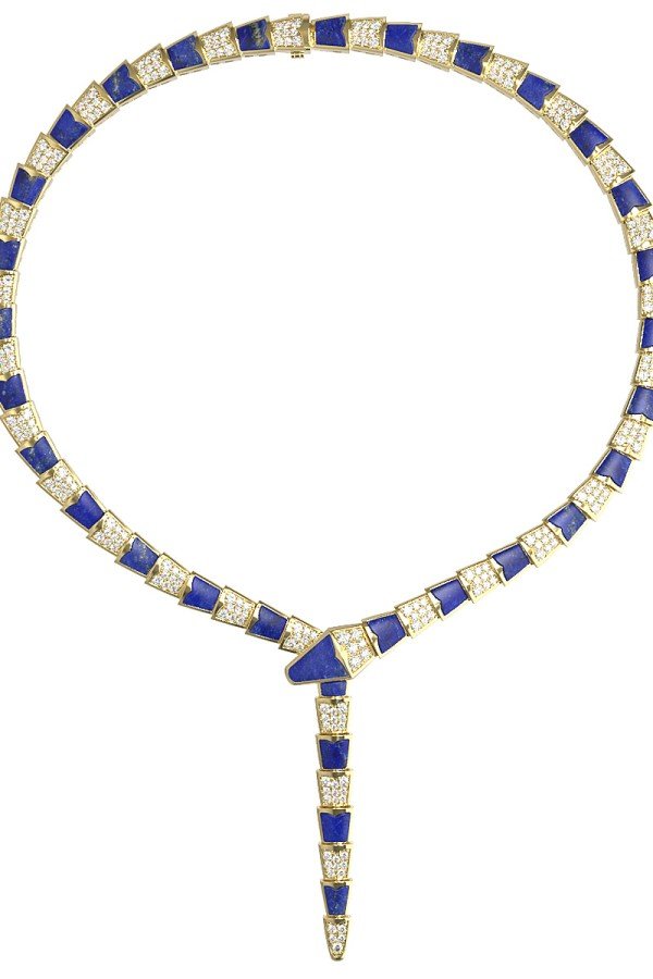 Колье из лимонного золота c бриллиантами и лазуритом