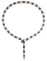 Колье из лимонного золота c бриллиантами и лазуритом