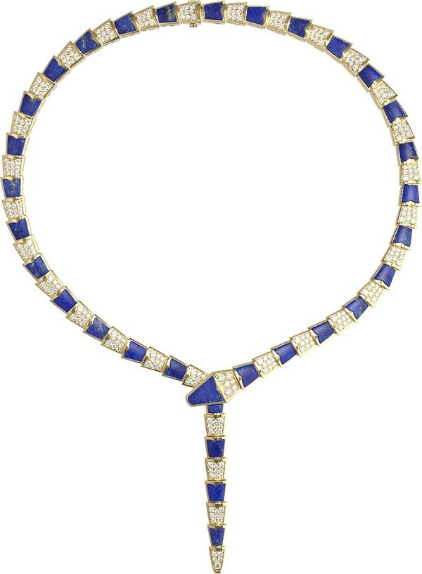 Колье из лимонного золота c бриллиантами и лазуритом