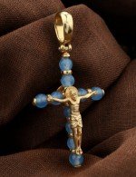 Крест из лимонного золота c жадеитом