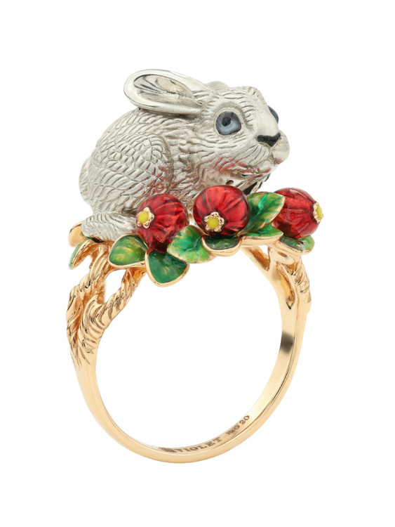 Кольцо из красного золота 585 пробы c эмалью