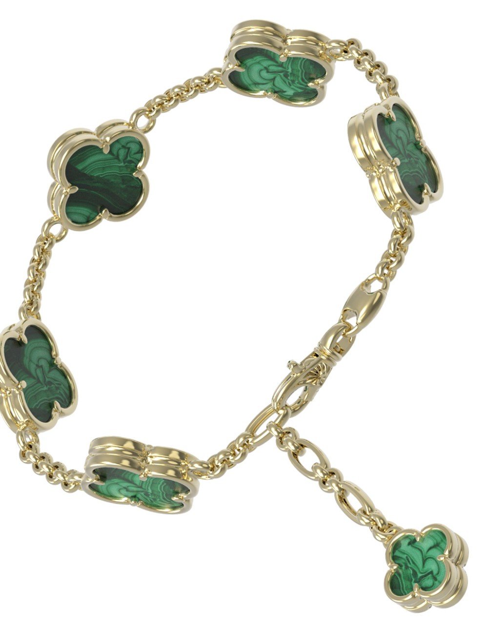 Браслет из лимонного золота c малахитом