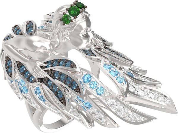 Кольцо из белого золота 585 пробы c фианитом