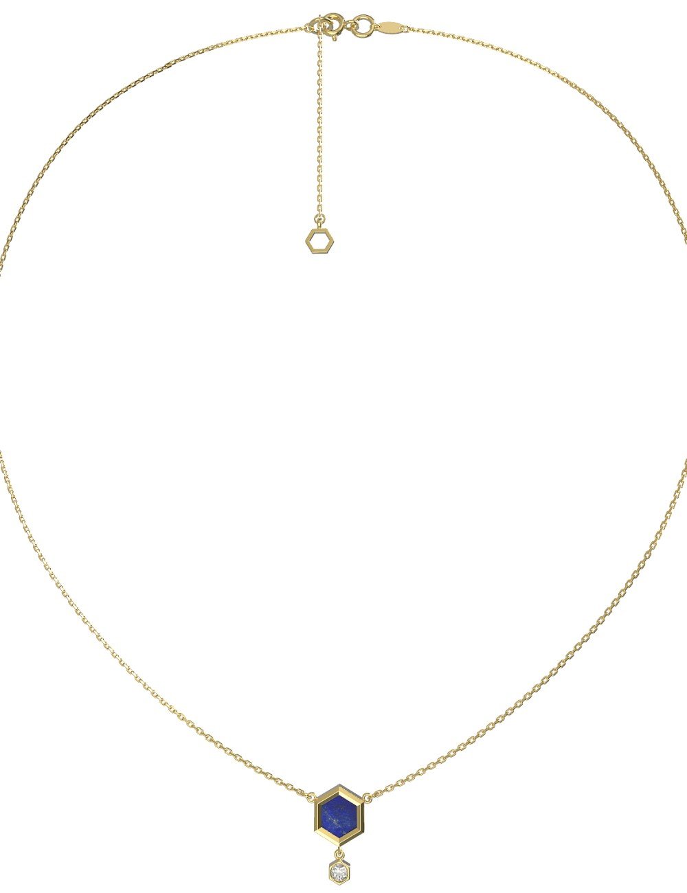 Колье из лимонного золота c бриллиантами и лазуритом